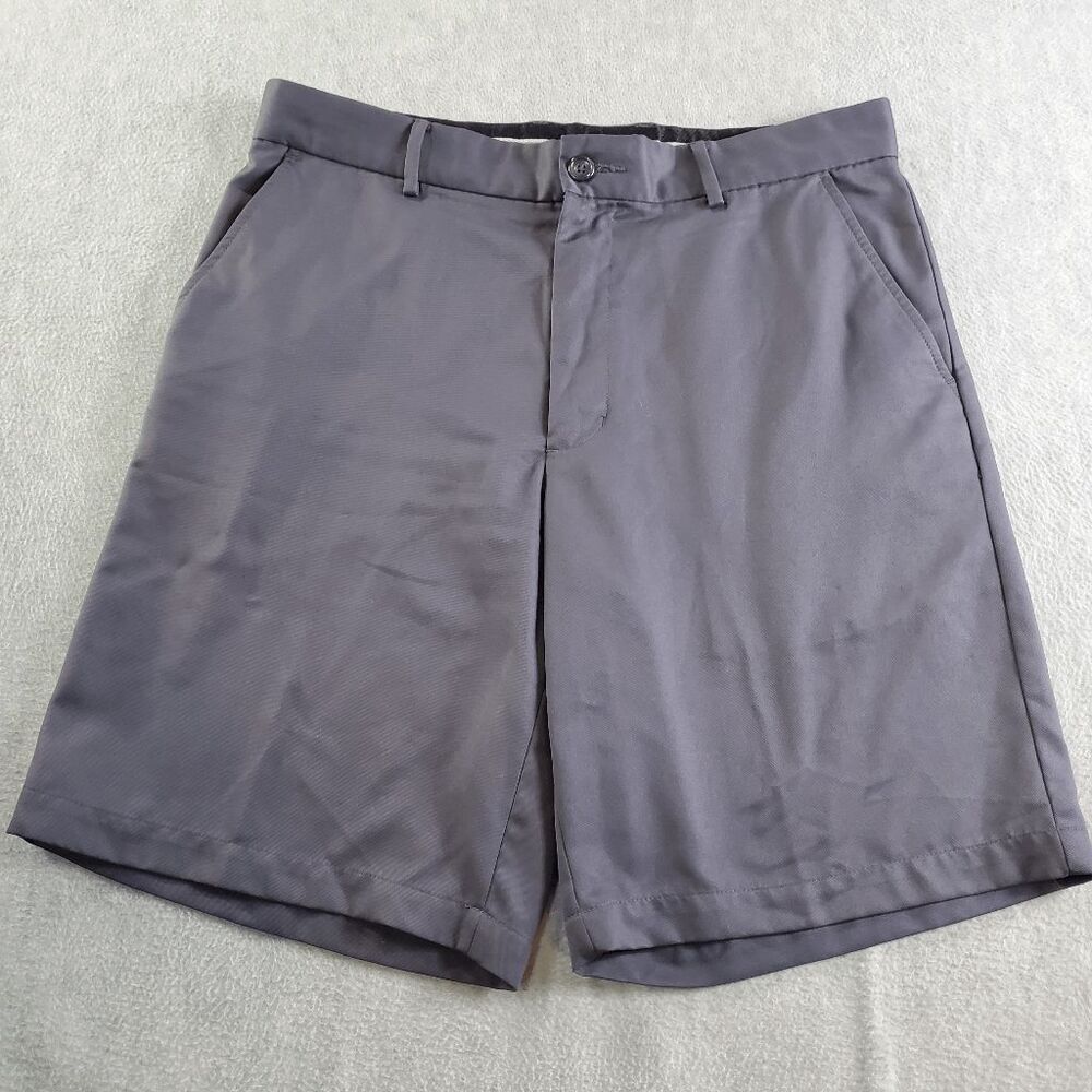 Greg Norman Shorts Mens 32 Gray Chino Golf Performance Flat Front Regular Fit